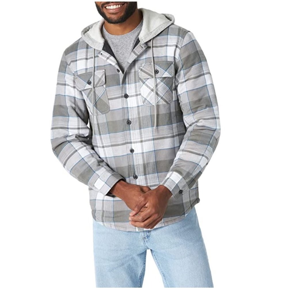 NWT Wrangler Authentics Men's Long Sleeve Quilted Jacket Size L Gray $100 8C015
